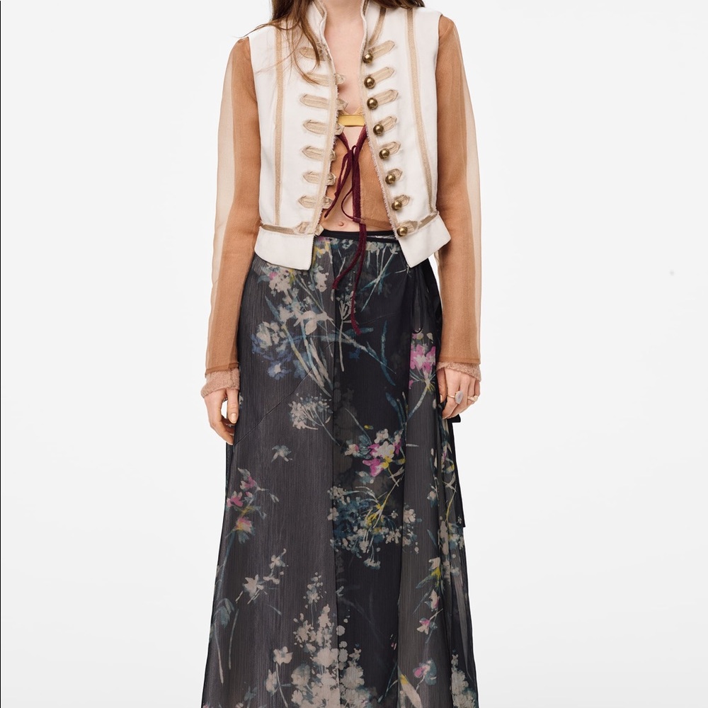 NEW Zara Print Sheer Tie-waist Skirt